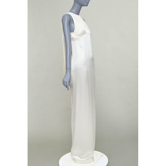 SAINT LAURENT Dresses & Skirts - SAINT LAURENT 2022 Runway Bridal ivory silk satin draped empire gown FR34 XS